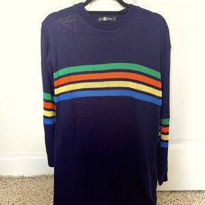 Navy multi-color stripped sweater dress
